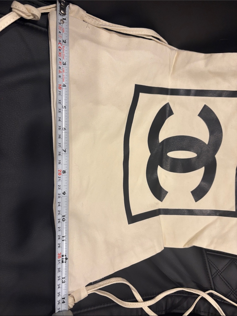 NWT Fashion Canvas Cream Drawstring Backpack with Black Logo - Picture 7 of 8